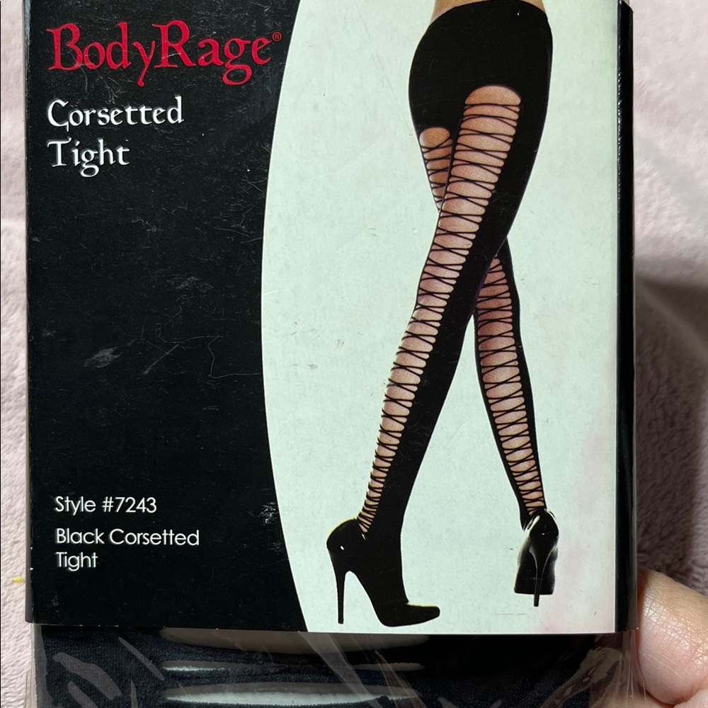 Spencer's Black Corsetted Tights